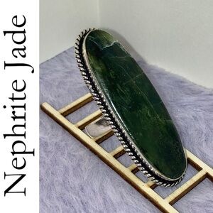 COOL!! Nephrite Jade Gemstone Chunky Handmade Ring